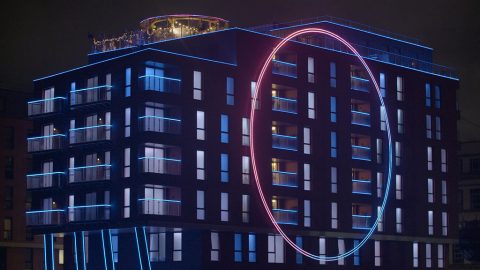 The Circle 2019 apartment block in Salford, Greater Manchester
